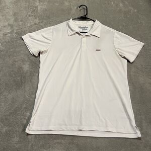 Breakfast Balls Polo Shirt Mens Medium White Casual Golf Short Sleeve Shirt